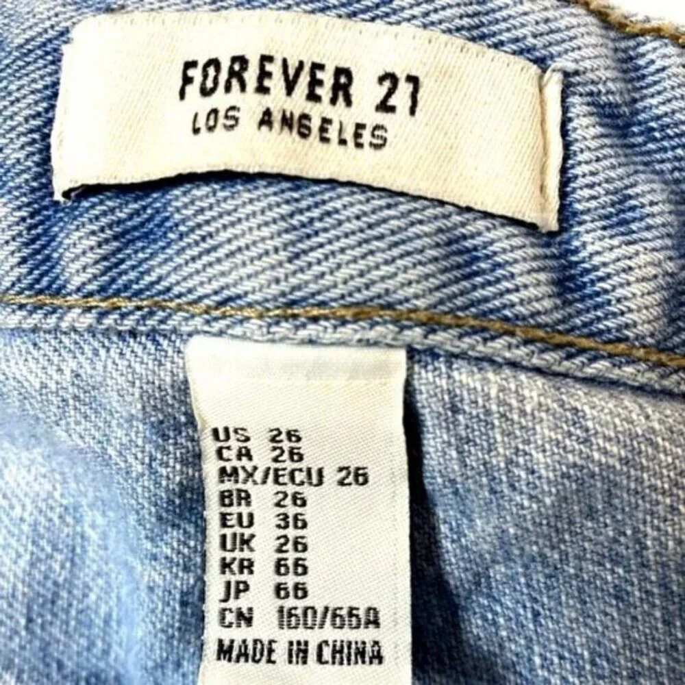 Forever 21 Womens Light Wash High-Rise Denim Shorts  Sz 26 Cuffs & Button fly - Picture 5 of 6